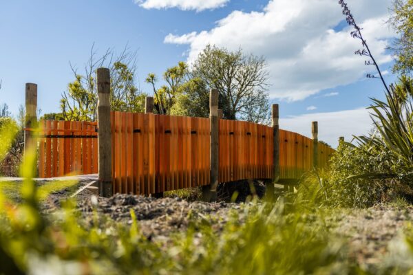 Completed timber bridge construction surrounded by native planting and reserve landscaping. This civil construction project includes timber structures, recreation construction and siteworks to improve safe public access across a waterway.